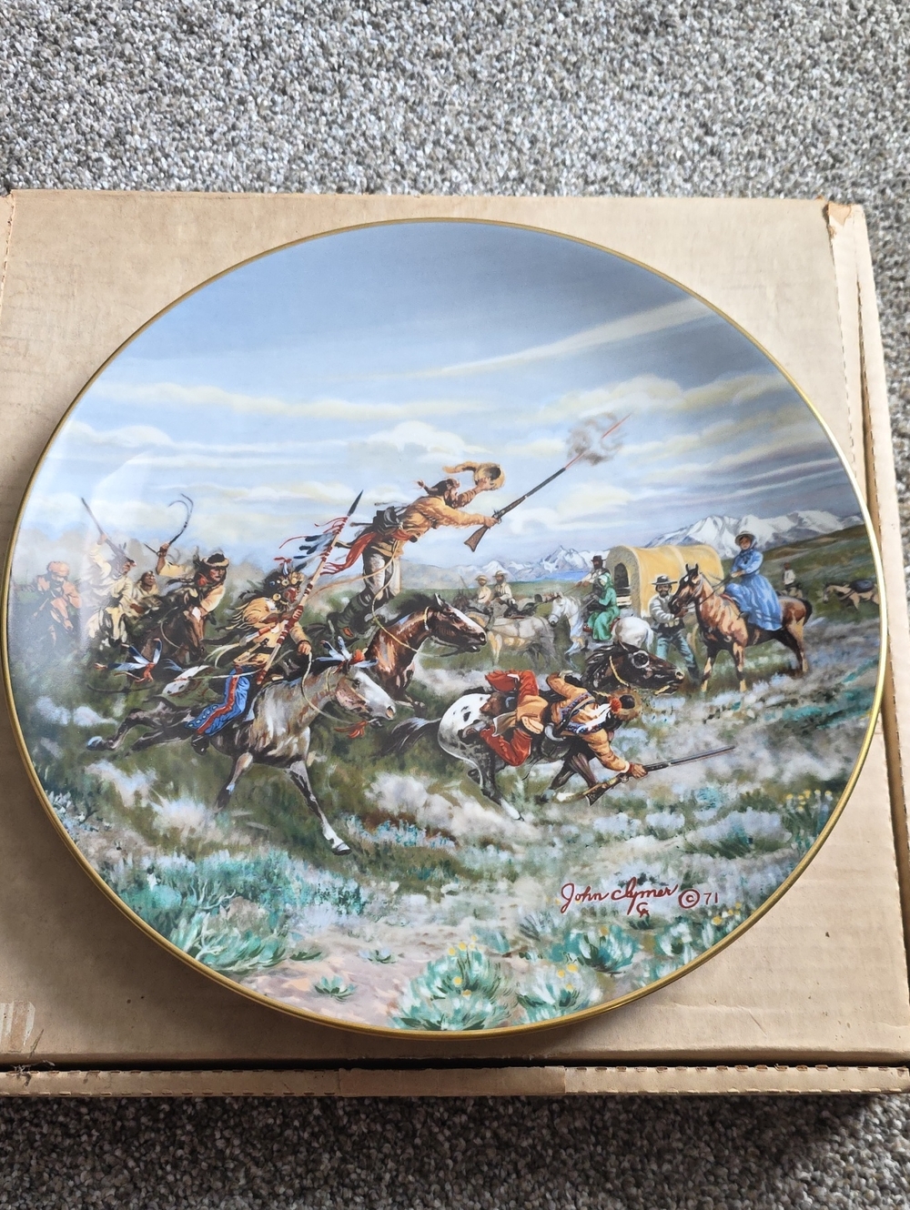 Gorham White Collector Plate with Gold Lettering